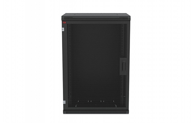Шкаф телекоммуникационный настенный разборный черный 19”,18U(600x450), ШТ-НСр-18U-600-450-П-Ч дверь перфорированная ССД внешний вид 2