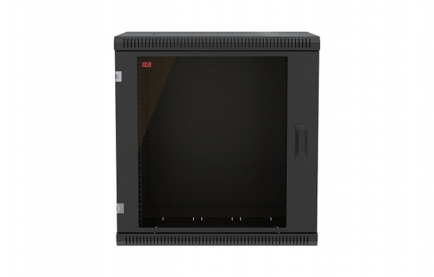 Шкаф телекоммуникационный настенный разборный черный 19”,12U(600x450), ШТ-НСр-12U-600-450-С-Ч дверь стекло ССД внешний вид 2