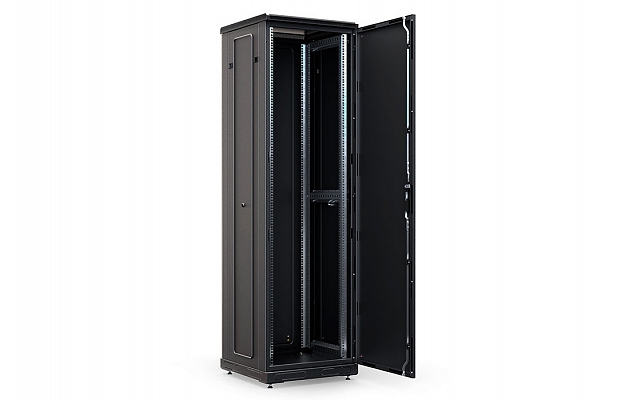 Шкаф телекоммуникационный напольный 19", 42U(800x1000), ШТ-НП-М-42U-800-1000-М-Ч, передняя дверь металл, черный ССД внешний вид 4