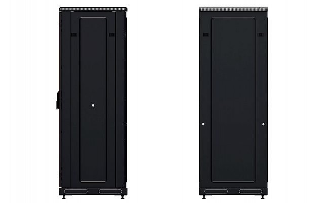 Шкаф телекоммуникационный напольный 19", 27U(600x1000), ШТ-НП-М-27U-600-1000-П-Ч, передняя дверь перфорация, черный ССД внешний вид 5