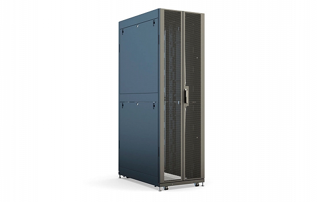 Шкаф телеком. напольный серверный ЦОД 19",47U(600x1000) , ШТ-НП-СЦД-47U-600-1000-П2П передняя дверь перфорированная,задняя перф.двойная. RAL9005 внешний вид 3