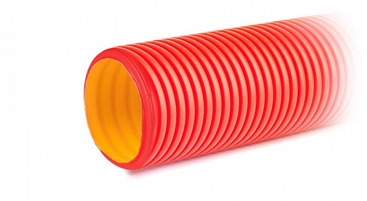160916-8К ТДвустенная труба ПНД жесткая для кабельной канализации д.160мм, SN8, 1020Н, 6м, цвет красный