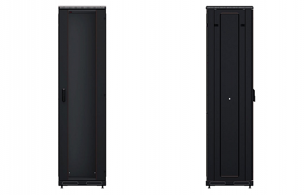 Шкаф телекоммуникационный напольный 19", 47U (800x1000), ШТ-НП-М-47U-800-1000-C-Ч, передняя дверь стекло, черный ССД внешний вид 3