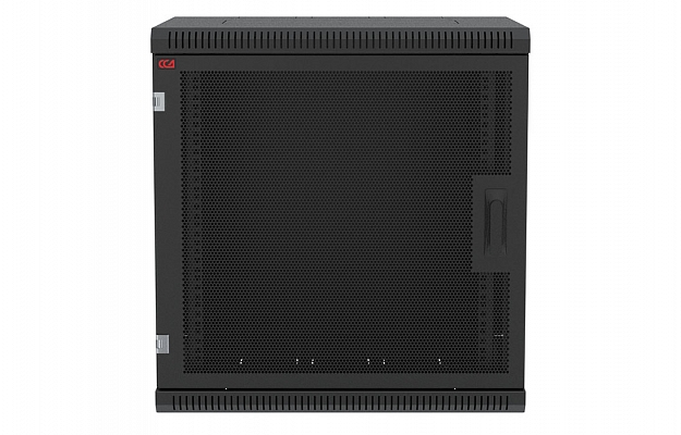 Шкаф телекоммуникационный настенный разборный черный 19”,12U(600x550), ШТ-НСр-12U-600-550-П-Ч дверь перфорированная ССД внешний вид 2