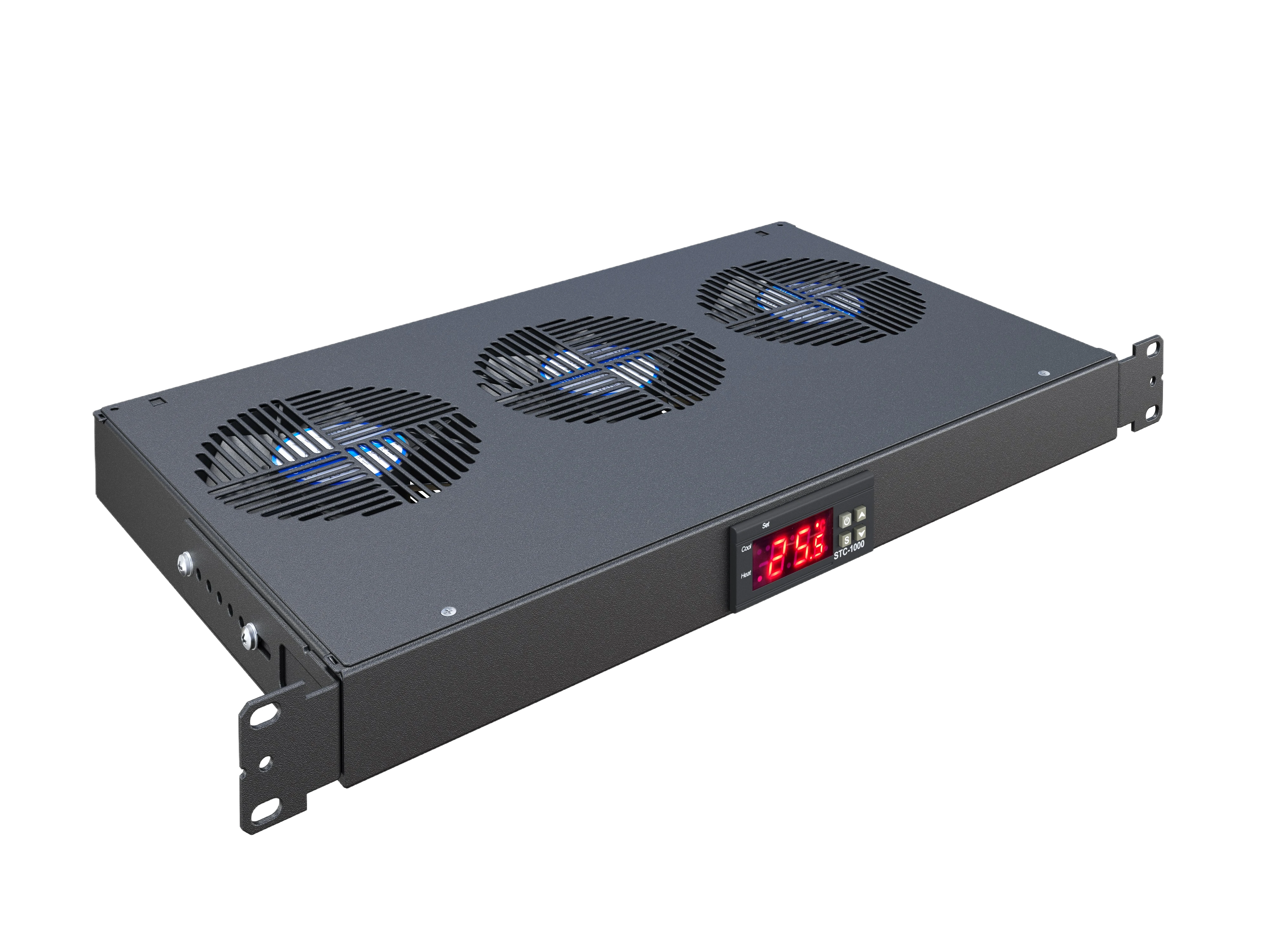 Вентиляторный модуль , 3 вентилятора с цифровым термореле  ВМ-3-19"-Т-2-Ч черный ССД