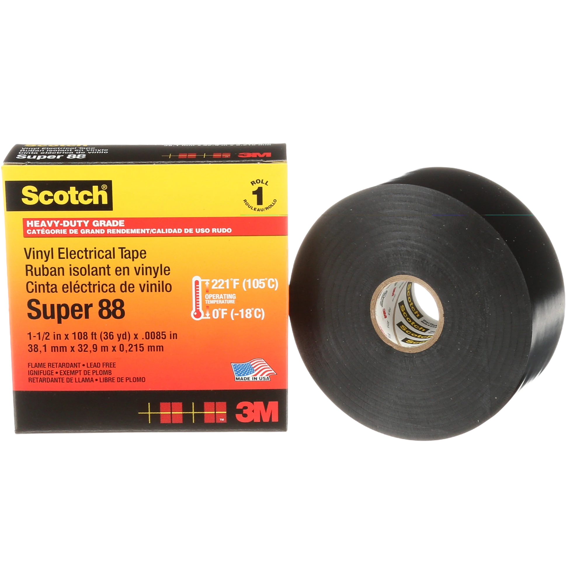 Scotch Super 33+ изоляционная лента высшего класса, 38мм х 20м х 0,18мм