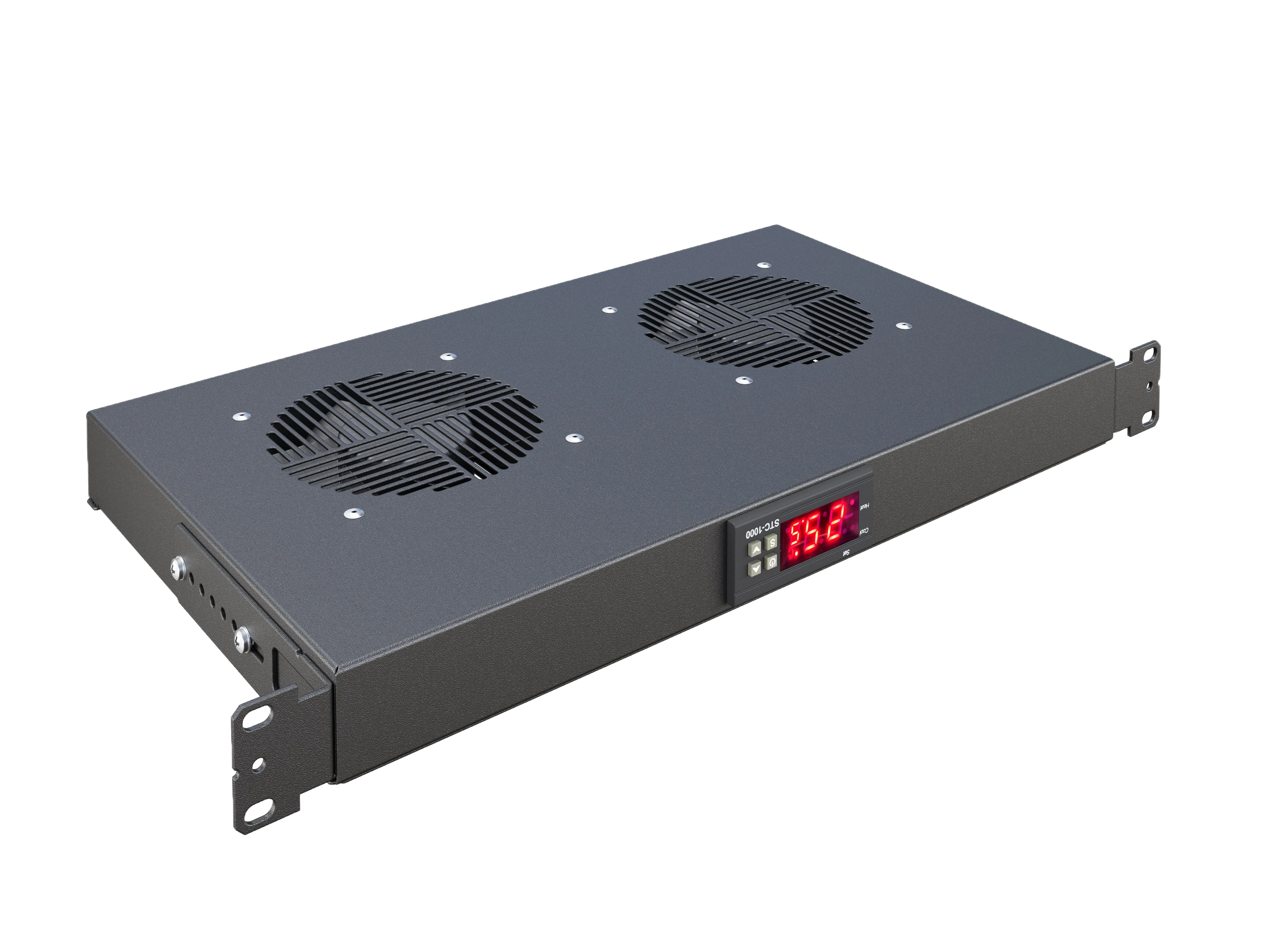 Вентиляторный модуль , 2 вентилятора с цифровым термореле  ВМ-2-19"-Т-2-Ч черный ССД 2