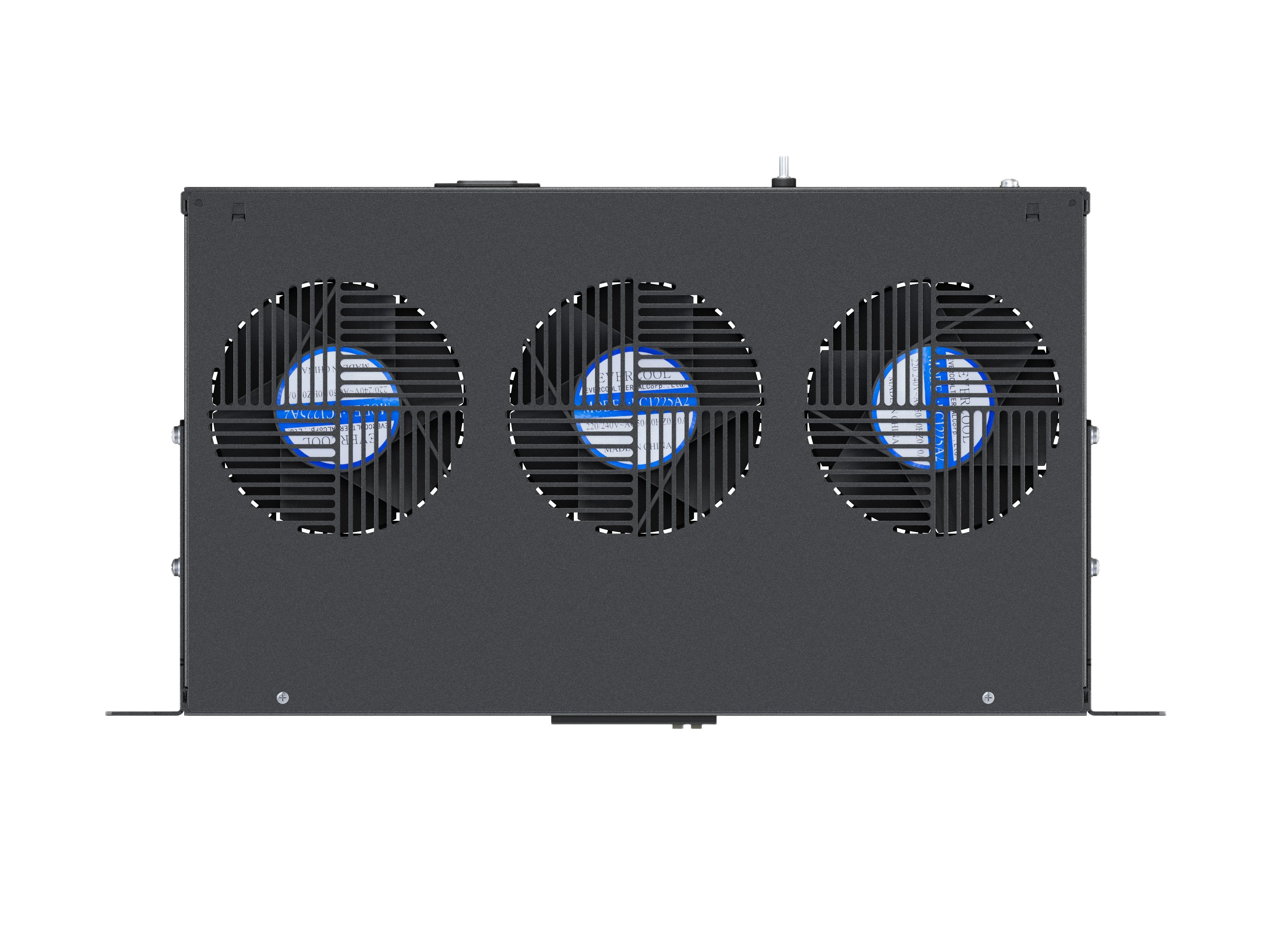 Вентиляторный модуль , 3 вентилятора с цифровым термореле  ВМ-3-19"-Т-2-Ч черный ССД 3