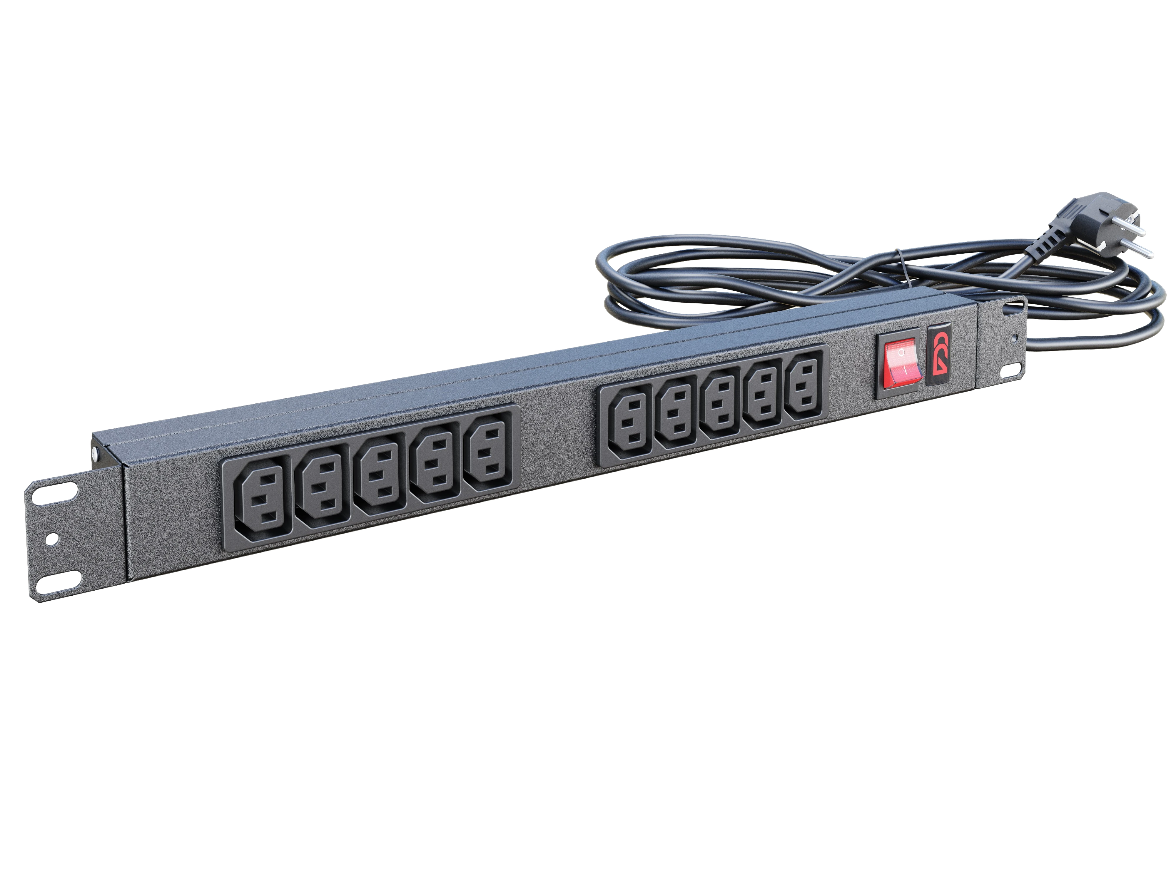 Блок розеток БР-10C13-10А-Ш-1,8SCH Блок розеток 19", 10 розеток С13, максимальный ток 10А, шнур 1,8 м