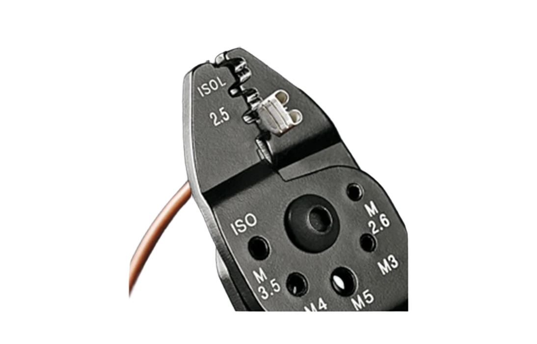 KN-9722240	Пресс-клещи, 3 гнезда, изол. кабельные наконечники и соединители 0.5-6.0 мм², неизол. открытые штекеры 6.3 мм: 0.5-2.5 мм², 240 мм 5