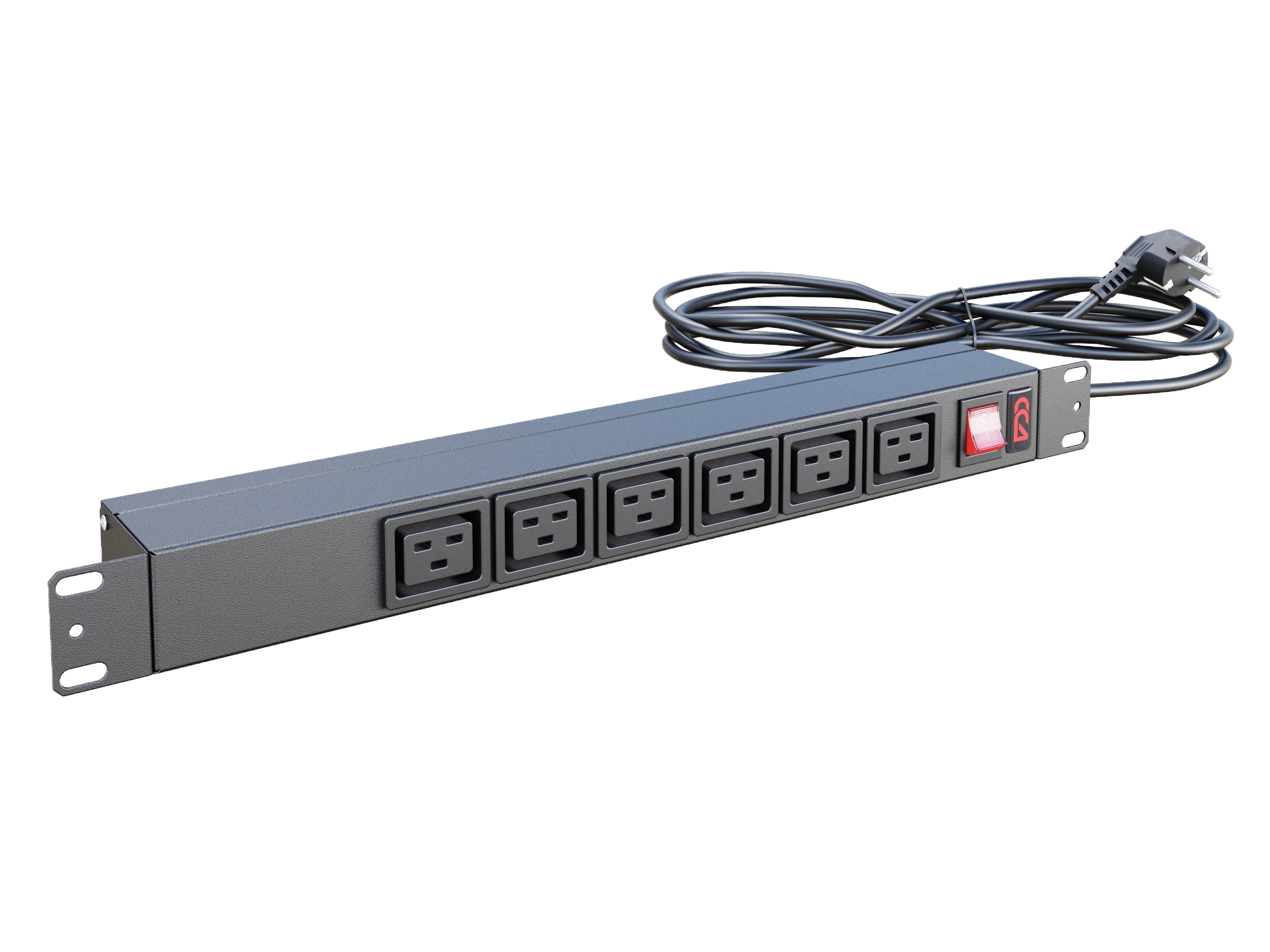 Блок розеток БР-6С19-16А-Ш-1,8SCH Блок розеток 19", 6 розеток С19, максимальный ток 16А, шнур 1,8 м