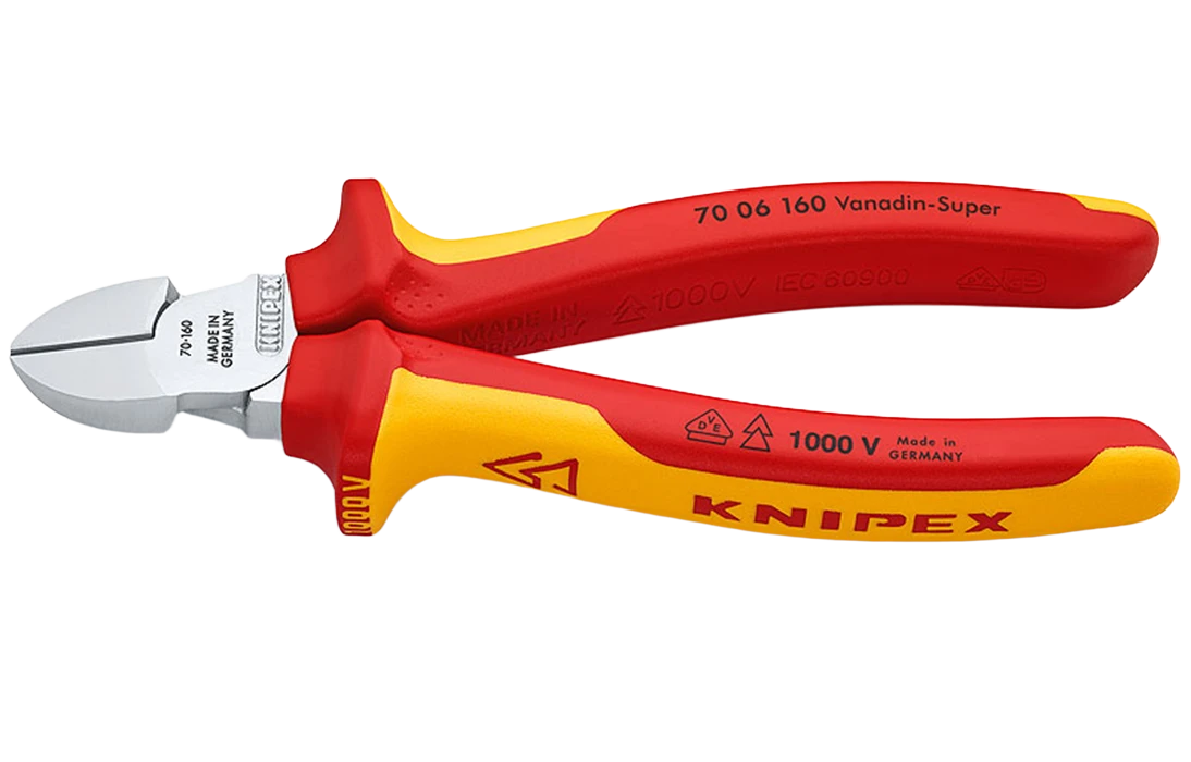 KN-7006160	Бокорезы VDE, 160 мм, хром, 2-комп диэлектрические ручки