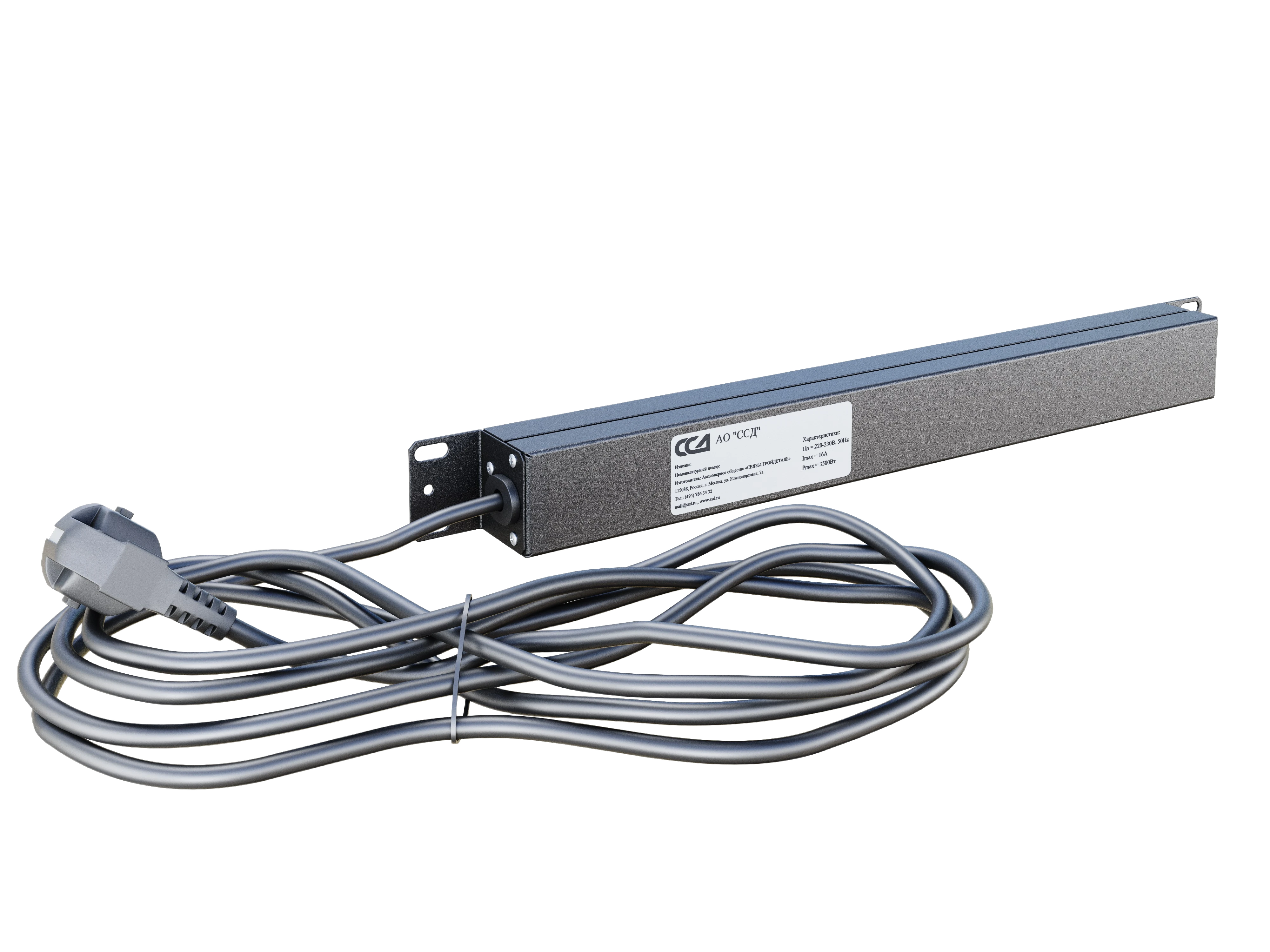 Блок розеток БР-10C13-10А-Ш-1,8SCH Блок розеток 19", 10 розеток С13, максимальный ток 10А, шнур 1,8 м 2