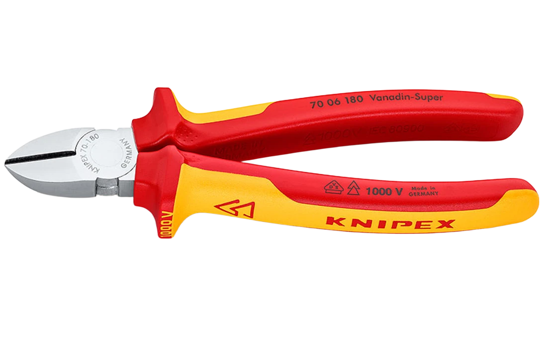 KN-7006180	Бокорезы VDE, 180 мм, хром, 2-комп диэлектрические ручки