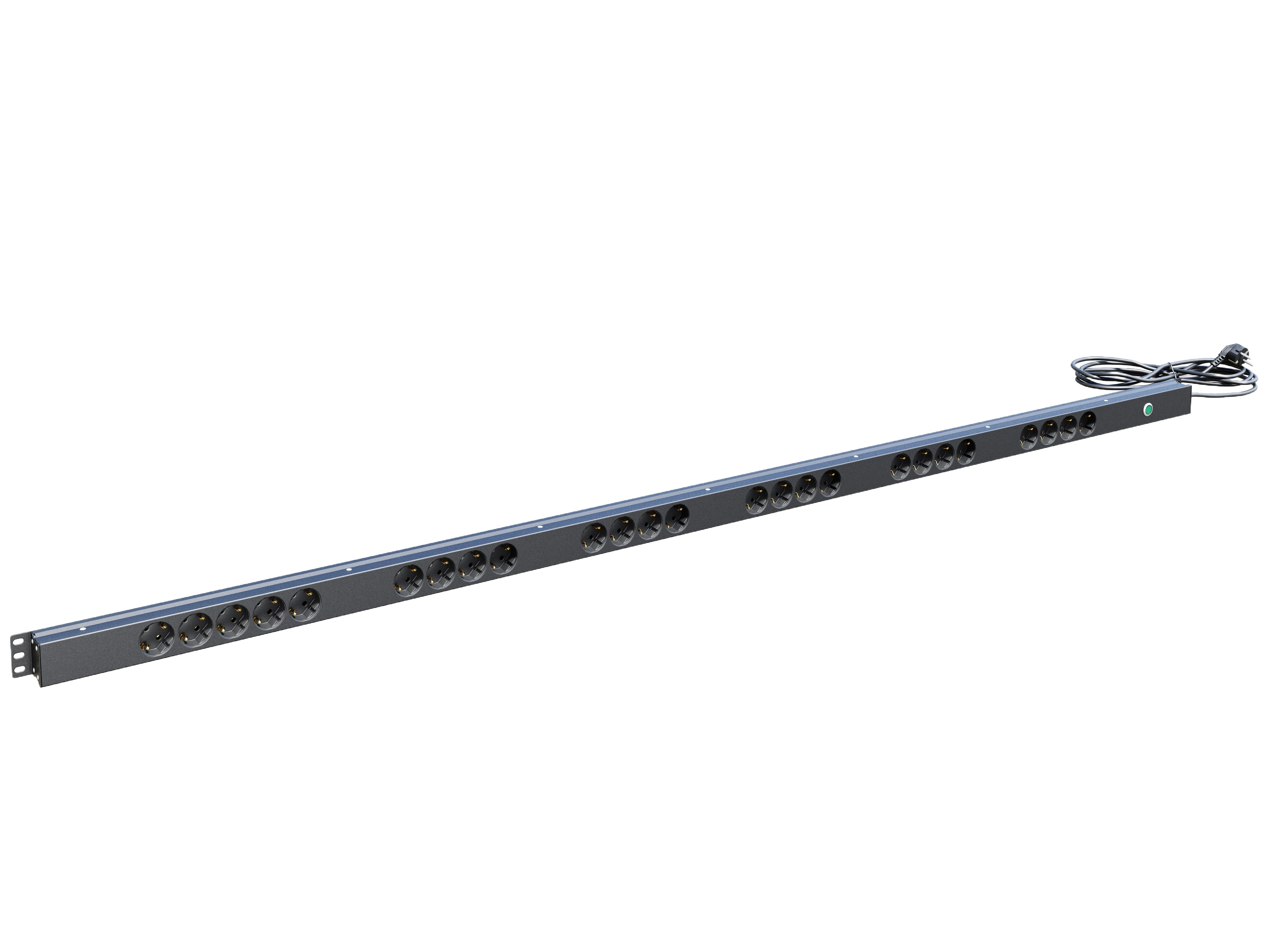 Вертикальный блок розеток,БР-25SСH-Ш3м-И16А, 25 розеток Schuko, индикатор, 42-48U, шнур 3 м