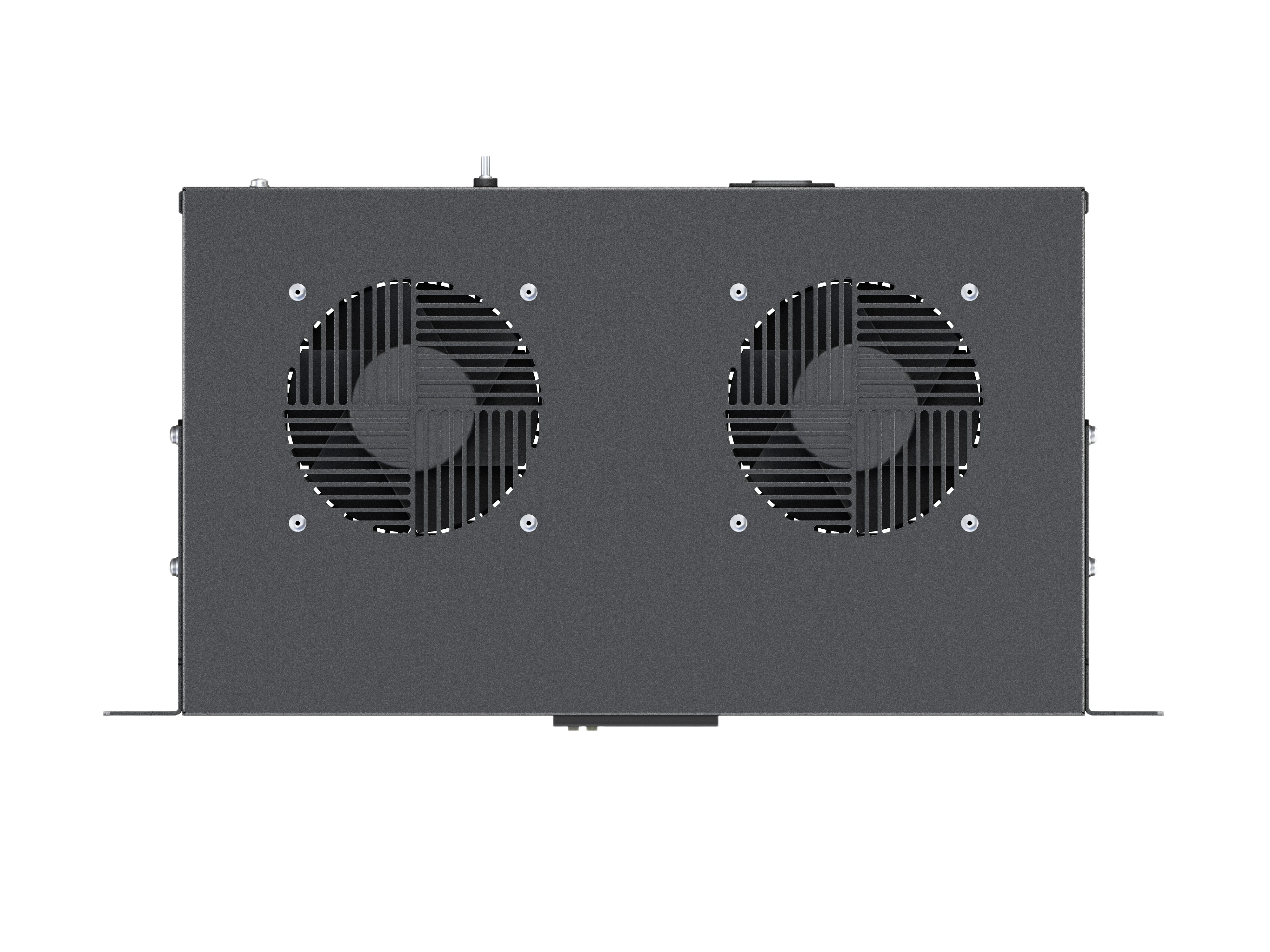 Вентиляторный модуль , 2 вентилятора с цифровым термореле  ВМ-2-19"-Т-2-Ч черный ССД 4