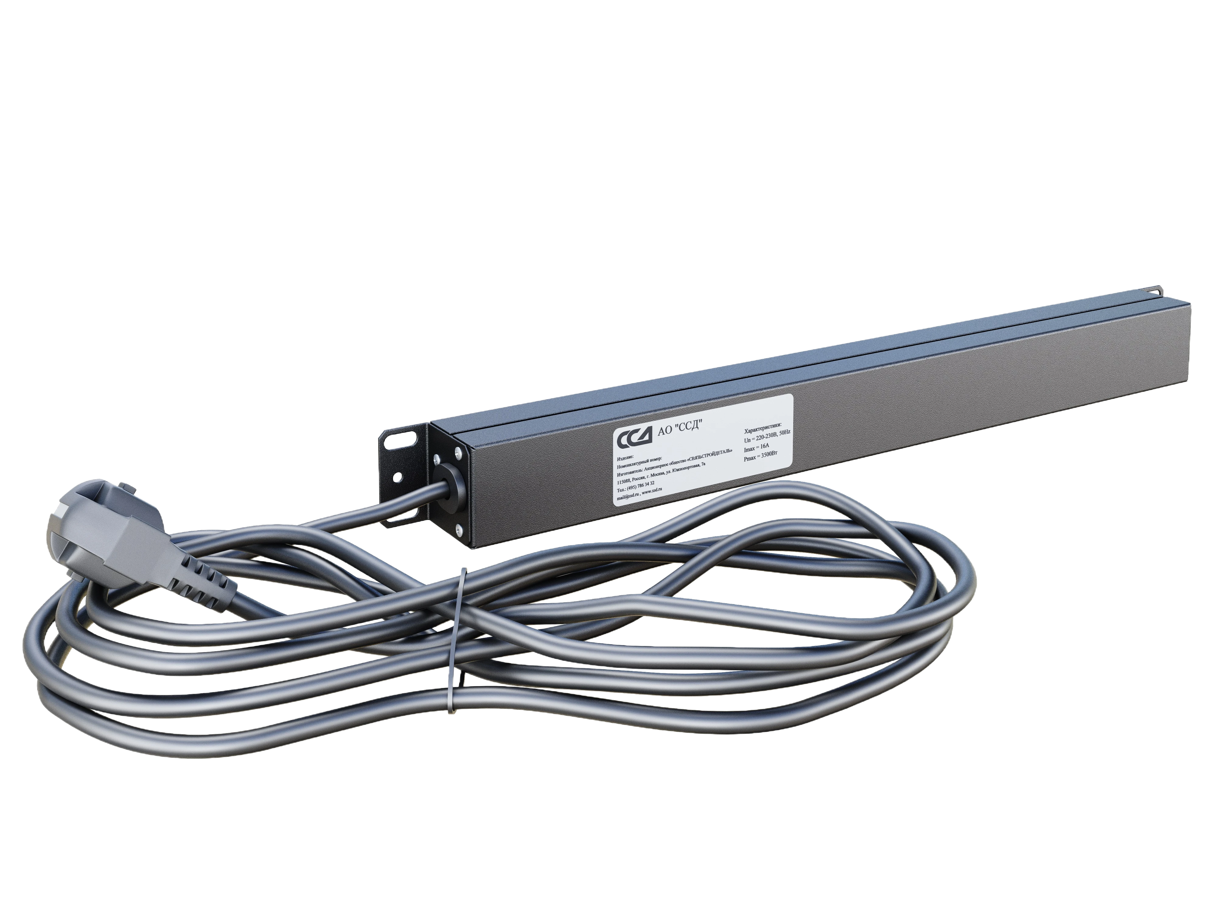 Блок розеток БР-9SCH-16А-Ш-1,8SCH Блок розеток 19", 9 Schuko, максимальный ток 16А, шнур 1,8 м 2