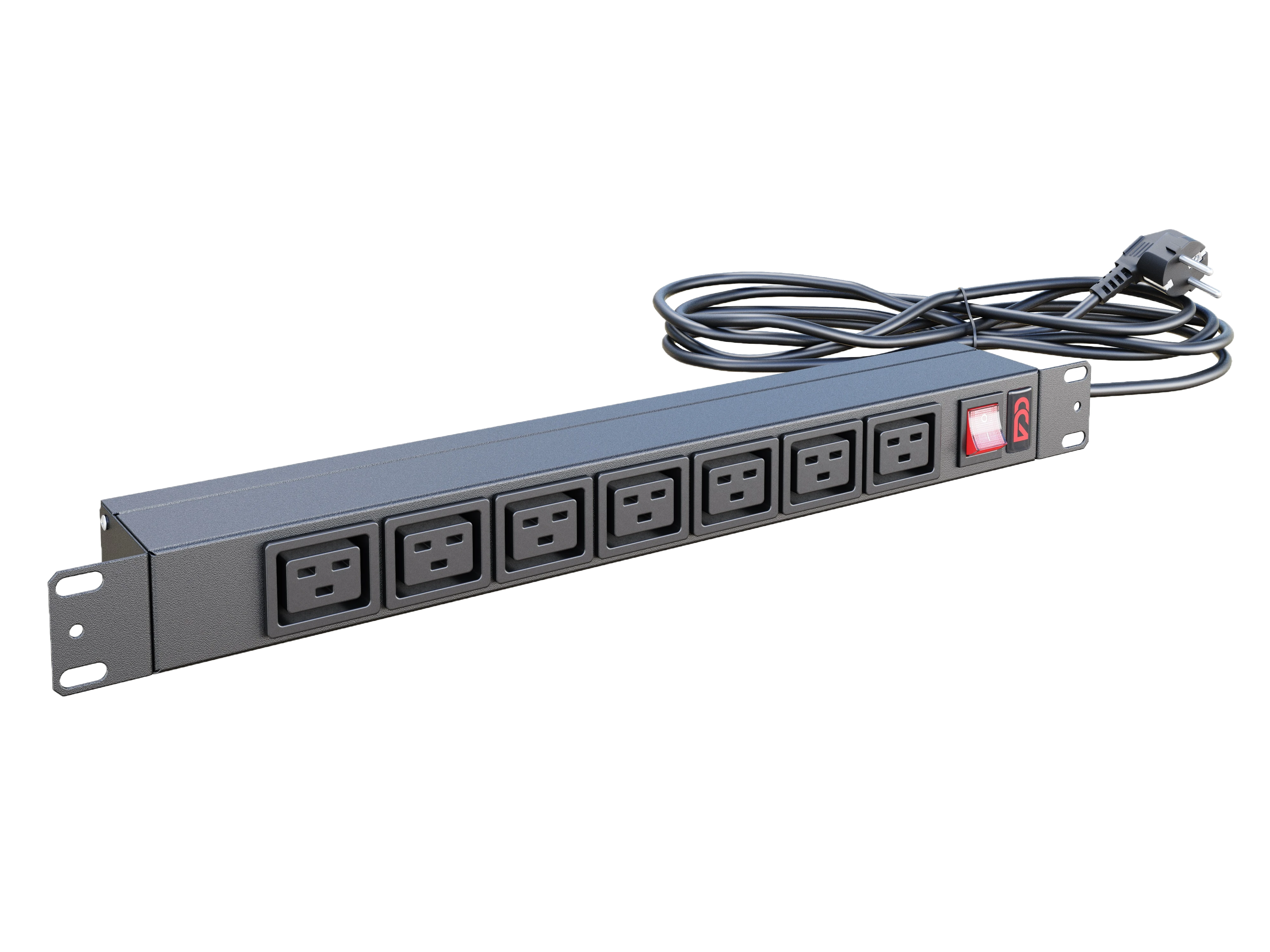 Блок розеток БР-7С19-16А-Ш-1,8SCH Блок розеток 19", 7 розеток С19, максимальный ток 16А, шнур 1,8 м