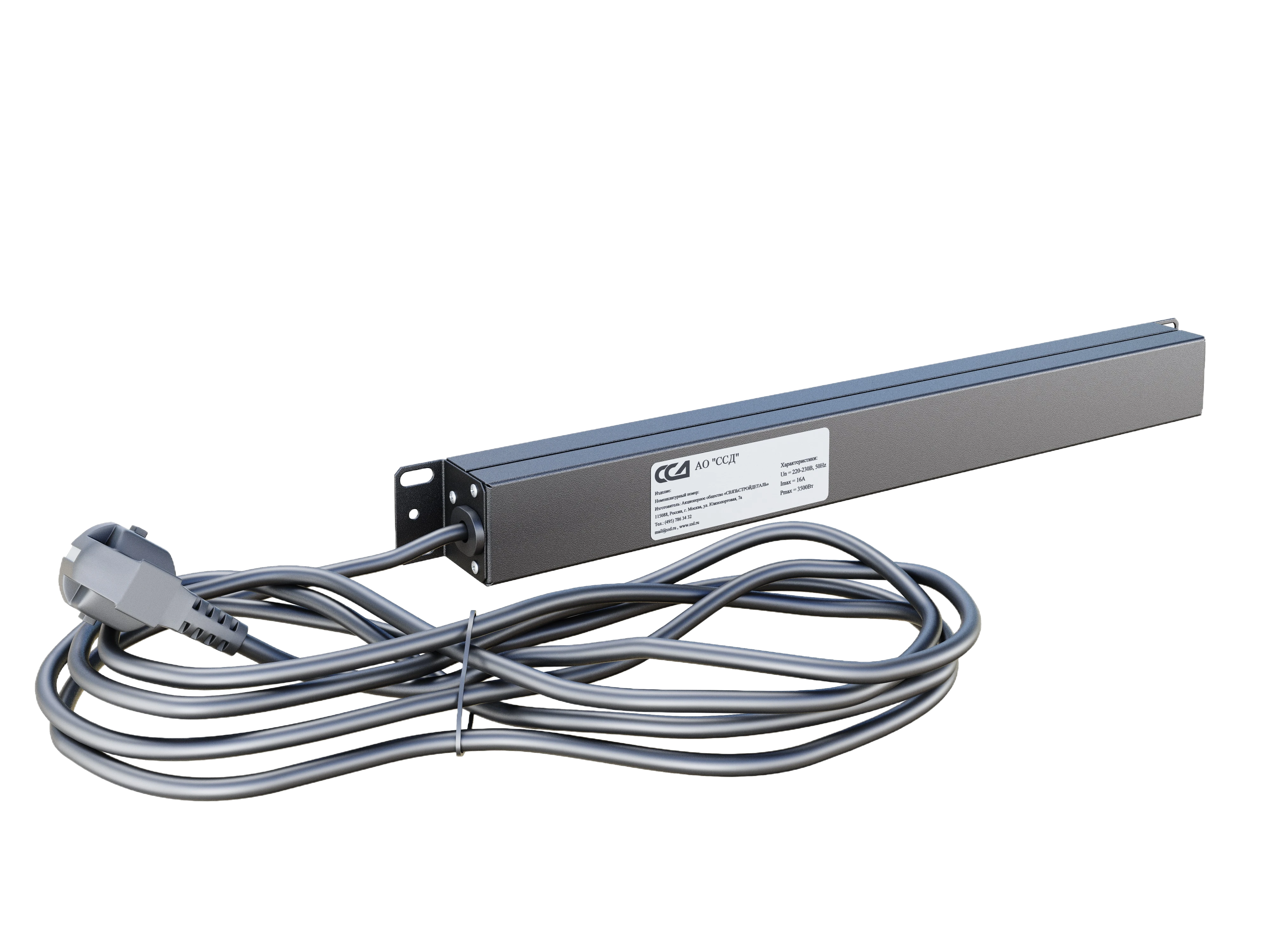 Блок розеток БР-5SCH-5C13-10А-Ш-1,8SCH Блок розеток 19", 5 Schuko, 5 C13, максимальный ток 10А, шнур 1,8 м 2