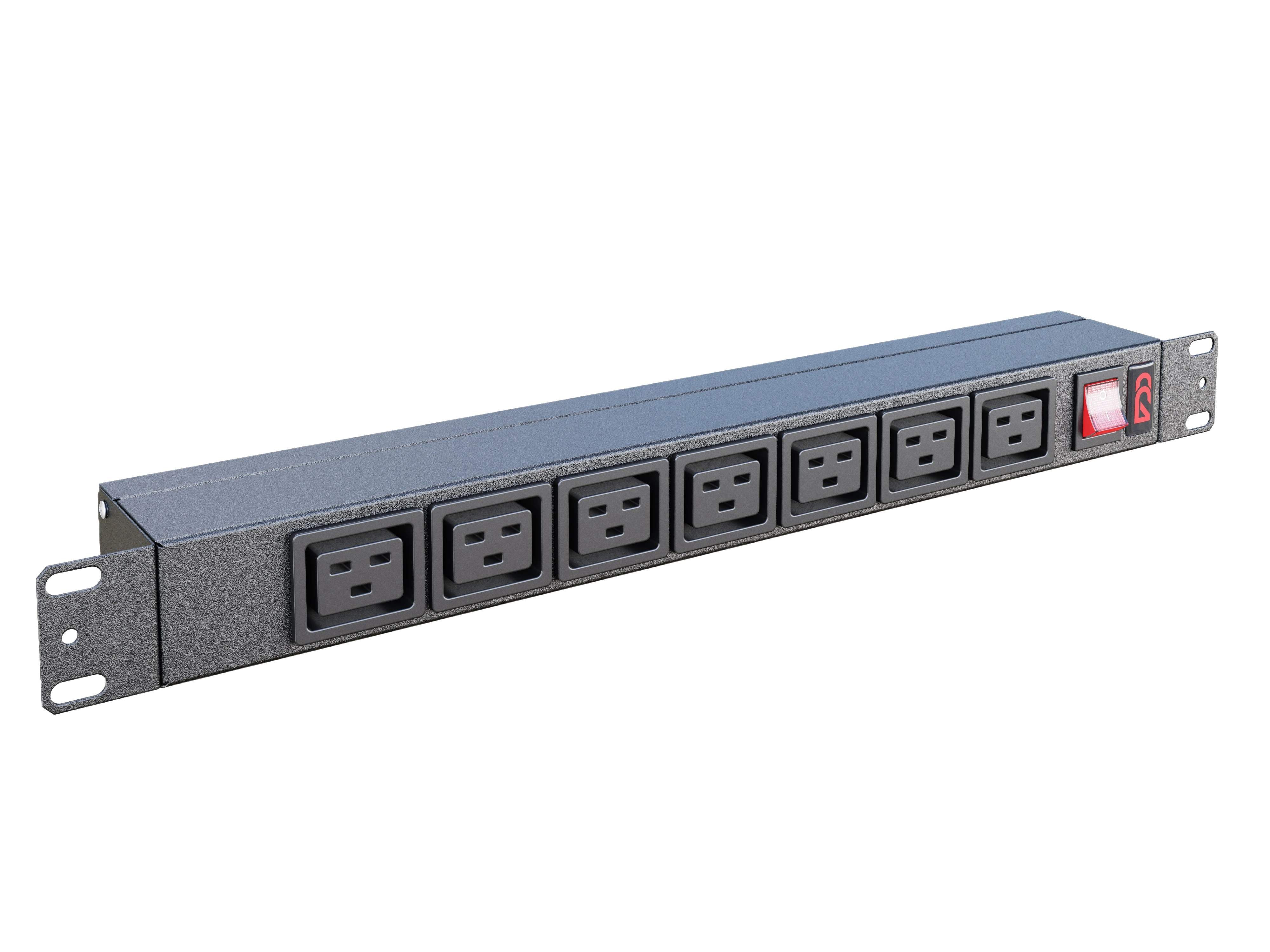 Блок розеток БР-7С19-16А-С20 Блок розеток 19", 7 розеток С19, максимальный ток 16А, без шнура, разъем под IEC C20