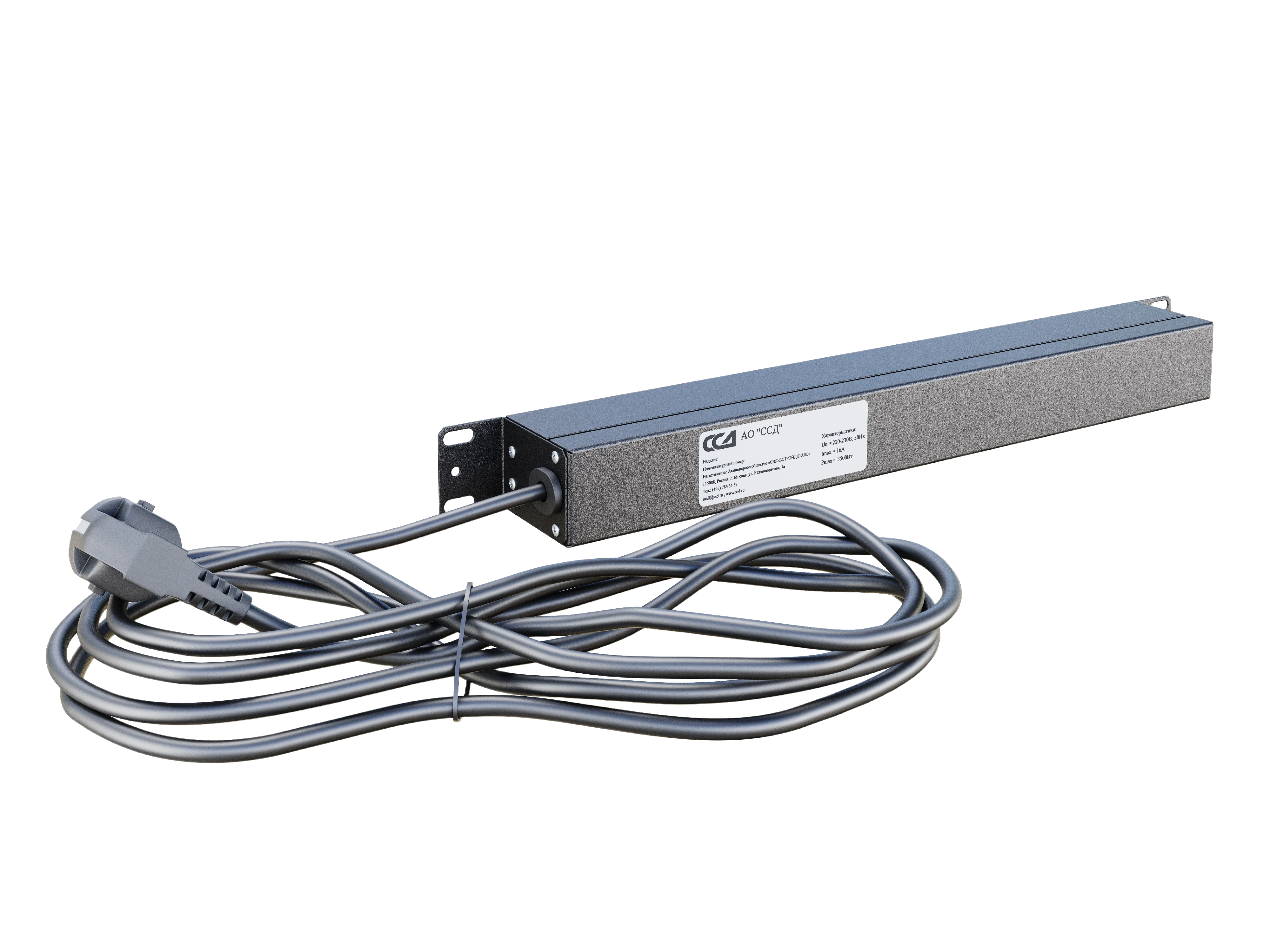 Блок розеток БР-7С19-16А-Ш-1,8SCH Блок розеток 19", 7 розеток С19, максимальный ток 16А, шнур 1,8 м 2