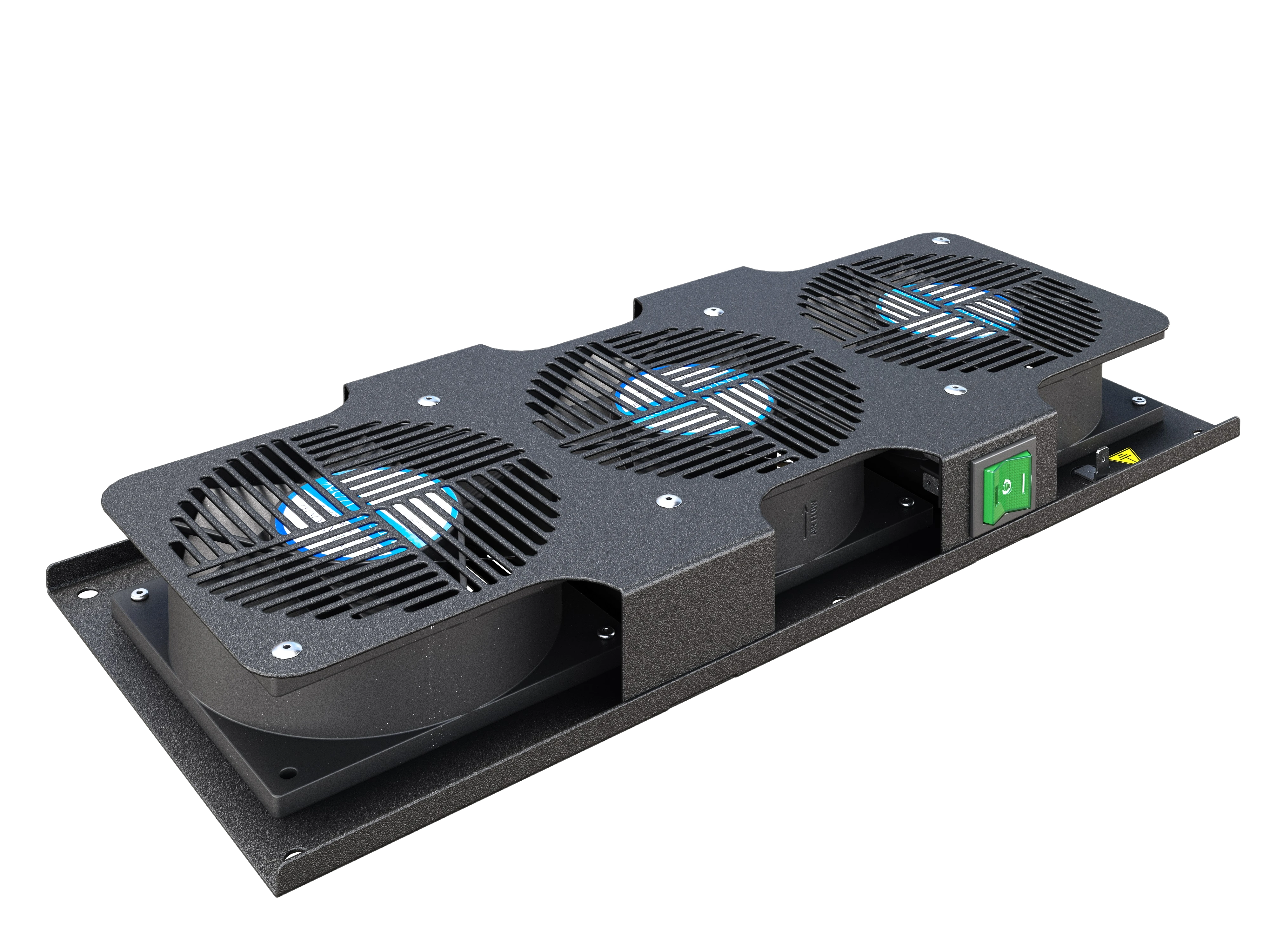 Вентиляторный модуль потолочный чёрный, 3 вентилятора с термодатчиком 35С ВМ-3П-Ч ССД 2