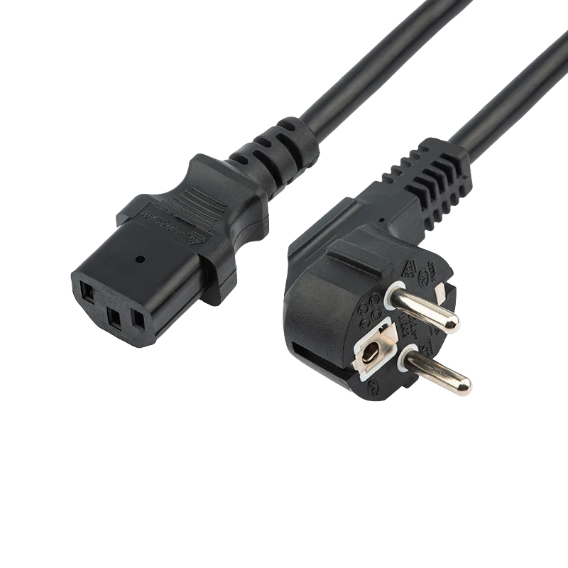 11-1138 REXANT Шнур сетевой, вилка угловая СЕЕ 7/7(Schuko) - разъем IEC 320 C13, кабель 3x1,5 мм², длина 1,5 метра, черный (PVC пакет)